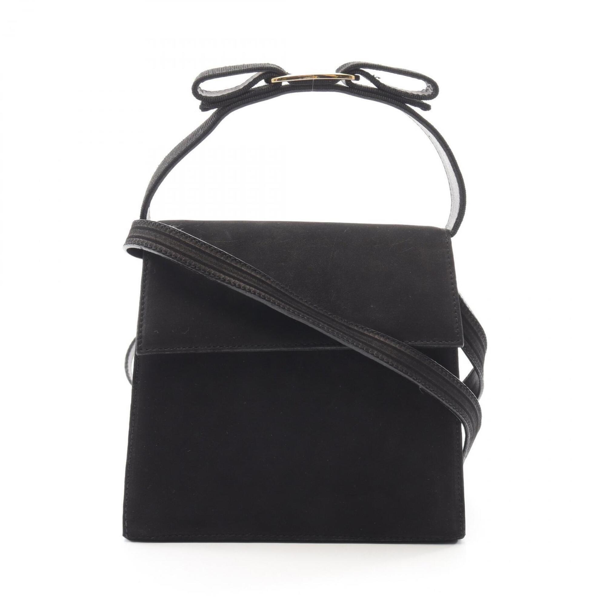 Salvatore Ferragamo Vara Ribbon 2-Way Handbag, Suede, Women's, Black